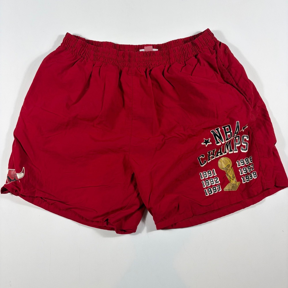 Mitchell & Ness Shorts Mens XL Chicago Bulls NBA Champs 6-Time Winners Red